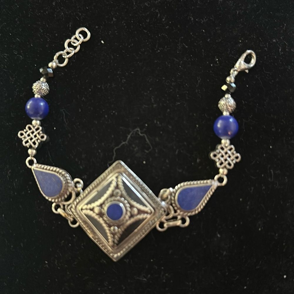 Tibetan Silver/Lapis Bracelet Handcrafted